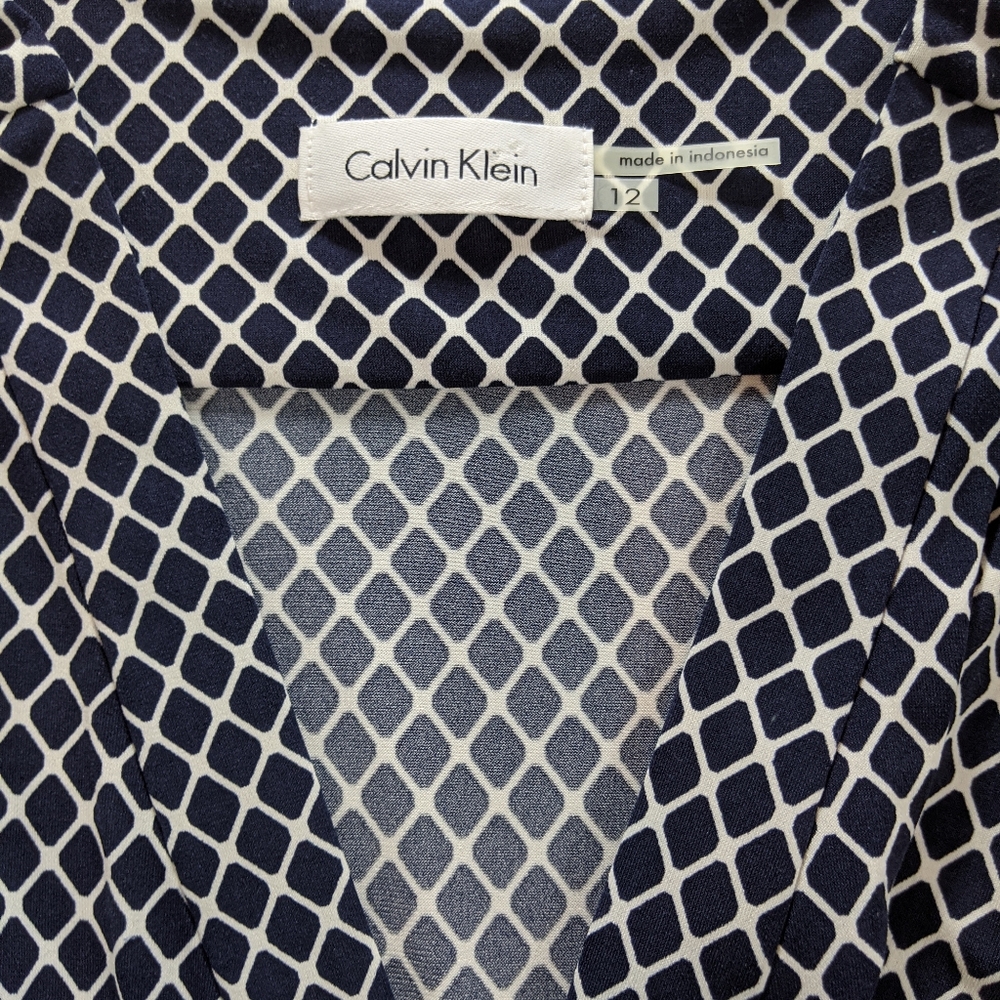 Calvin Klein Blue Geo Print Wrap Dress